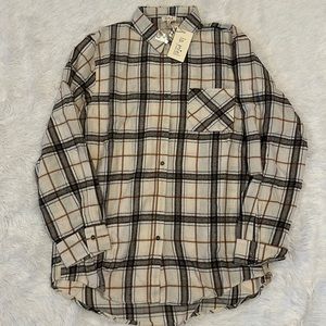 NWT long flannel button down